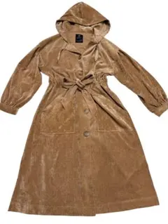 w closet フード付きベージュベルベットコート　即購入　美品