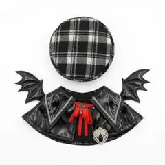 ぬい服 10cm 12cm ケープ ポンチョ ベレー帽 悪魔 ブラック 黒