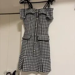 オフショルダー チェック柄ドレス