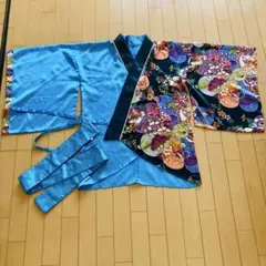 和柄切替 法被 カラオケ衣装 ダンス衣装 ブルー系 M-L