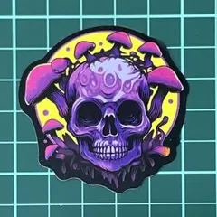 ST646 ステッカー シール スカル ドクロ 毒キノコ ハロウィン パープル