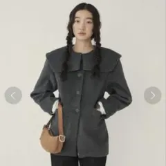 GIUNON giunon ジウノン ビッグカラーコート チャコールグレー