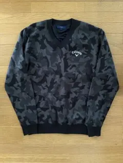 美品 キャロウェイ ゴルフ 総裏地付き 迷彩 ニット セーター ブラック L