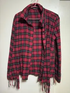 y2k チェック　長袖　シャツ　赤