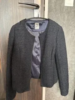 ダークグレー ツイード テーラードジャケット