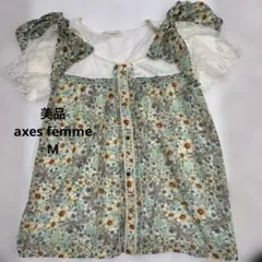 美品　axes femme 花柄 レース 半袖 チュニックのサムネイル