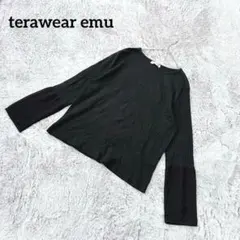 terawear emu【M】リブニット ブラック シースルー袖 カジュアル