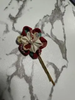 花形髪飾り 赤白緑 和装小物