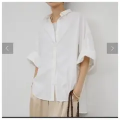 美品】ミズイロインド バルーンハーフスリーブ シャツ ブラウス 白