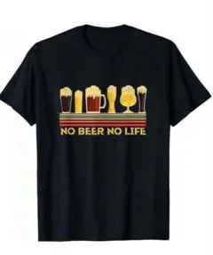 NO BEER NO LIFE ビールTシャツ ブラック ユニセックス