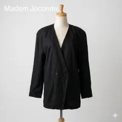 【美品】MADAM JOCONDE ノーカラージャケット レーヨン　ブラック