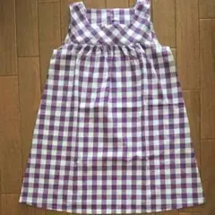 ハンドメイドワンピース100　子供服 ギンガムチェック ノースリーブワンピースのサムネイル