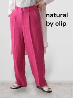 期間限定セール❗️natural by clip♥リネンタックワイドパンツ