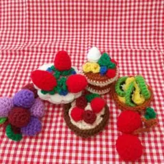 【送料込み】ハンドメイド　毛糸おままごと　フルーツパーラー