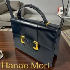 Hanae Mori 　ハンドバッグ　２WAY ゴールド金具付き ブラック
