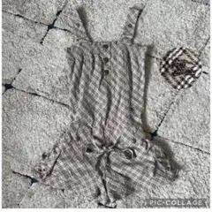 【美品✨】バーバリーブルーレーベル　サロペット　ショートパンツ　ロゴ刺繍　リボン