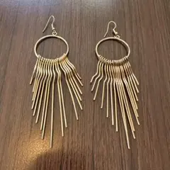 ゴールド フリンジ ロングピアス 約10cm
