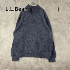 エルエルビーン ヘンリーネックニット セーター 青 長袖 古着【8969】