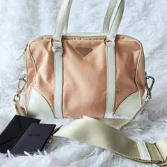 希少 PRADA プラダ ショルダーバッグ ピンク ナイロン×レザー 2way
