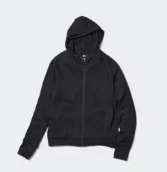 エアリズムUVカットメッシュパーカ（リラックス・長袖）　ブラック