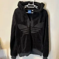adidas フリースパーカー M 黒