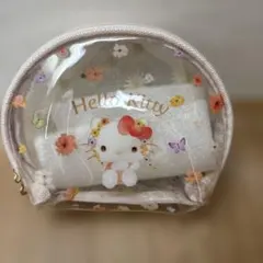 ハローキティ　刺繍シェル型ポーチ　ダイソー　ケース　サンリオ　小物入れ　匿名発送