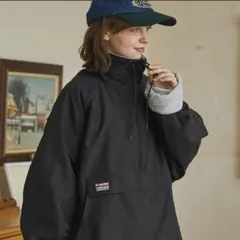裏フリースハーフジップアノラックプルオーバー