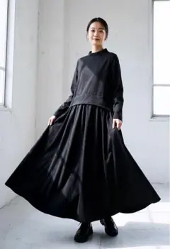 美品 HUIS. ハウス 遠州織物 タイプライタークロスロングスカート
