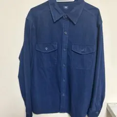【UNIQLO】ユニクロデニムジャージーオーバーシャツ　ブルー　Lサイズ