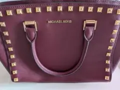 【美品】MICHAEL KORS バーガンディ ハンドバッグ スタッズ 2way