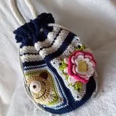 モチーフ　かぎ針編みバック　ハンドメイド
