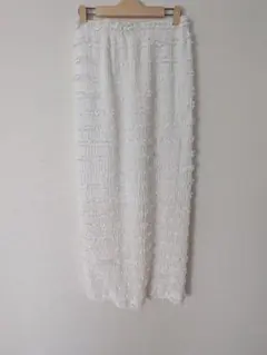 クラシカルエルフ　ホワイト フリル ロングスカート　裏地付き