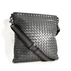 美品 ボッテガヴェネタ イントレチャート グレー ショルダーバッグ レザー