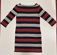 ポケット付！ UNIQLO ユニクロ 七分袖 ボーダー チュニック ワンピース