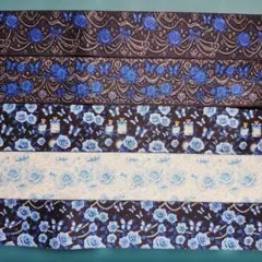 リボンマート　38㎜ポリコットンリボン　ブルーローズ柄5種　各1m