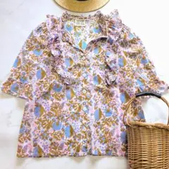 SZ Blockprints 23SS ストライプ 花柄 ブラウス ペプラム - メルカリ