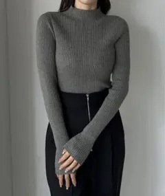 【新品】 Louere ハイネック リブニット チャコール S グレー