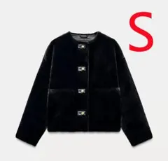 【未使用】 ZARA ダブルフェイス フェイクファー バイカー ジャケット ダブルフェイスバイカージャケット - ブラック/エクリュ | ZARA