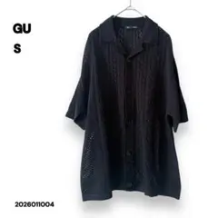 と*む様 【新品未使用】GU ウォッシャブルメッシュニットシャツ 5分袖 S ブ