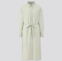 完売品　新品　UNIQLO　ベルテッド　ロングシャツワンピース　レディース　L
