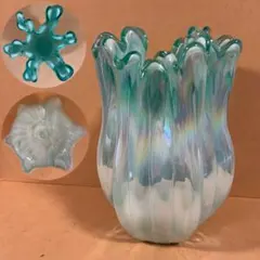 倉田クラフトガラス 花瓶 大型 金彩×彩色 手吹き工芸 共箱付き アートガラス 倉田クラフトガラス 花瓶 大型 金彩×彩色 手吹き工芸 共箱付き アート