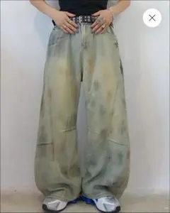 YOLO ウォッシュドペイントカーブデニム