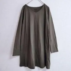 s0461【ビームスハート】Vネック長袖トップス チュニック丈 Aライン