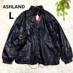 新品　ASHLAND◆ナイロンジャケット(L)ブラック フルジップ ドロスト