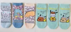 レディースアニメキャラクターショートソックス　6足セット22-24cm 踵つき