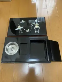 螺鈿細工　漆器　小物入れ　灰皿　タバコ入れ　昭和レトロ　中国　未使用のサムネイル