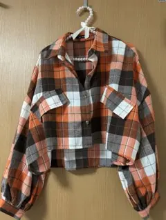 non-hedge クロップドチェックシャツ