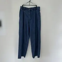 GWセール✨美品　UNIQLOダークブルーデニムバギーパンツ ウエストゴム