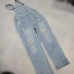 ライトブルー ダメージ加工 サロペットのサムネイル