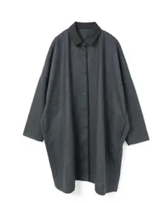 美品・ミズイロインド バイカラーウールワイドジャケット コート グレー